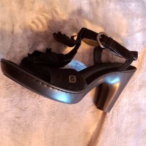 Born Black Suede Carlotta Heels Size EU 40.5/US 9